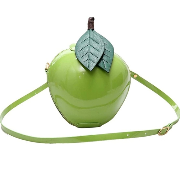 Apple purse snowwhite halloween costume vegan leather fruit bag party red green - Picture 5 of 5
